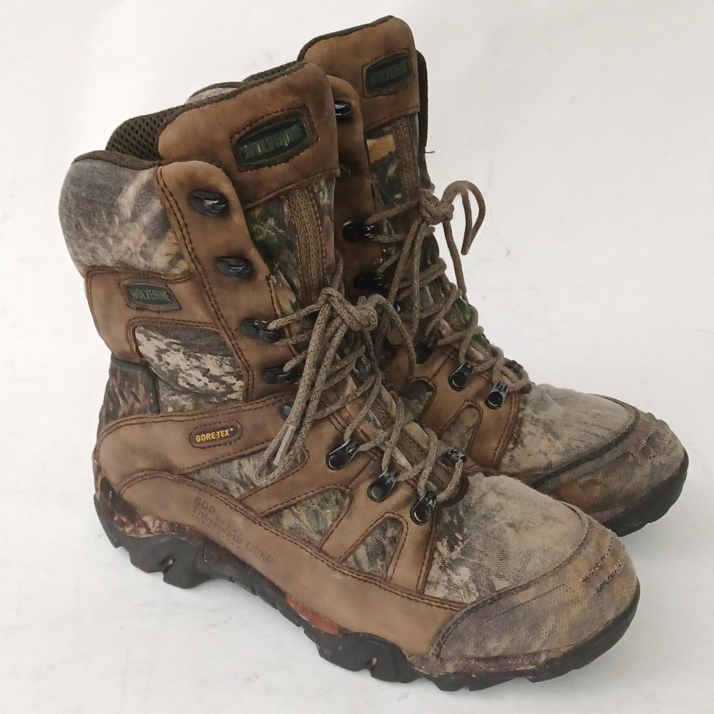🦌 Wolverine Camo Gore-Tex Thinsulate Lace Up Boots Size 10 🦌